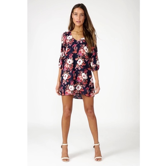 Lulus Dresses & Skirts - ‼️SOLD‼️ LULUS | NWT Long Sleeve Navy Blue Floral Shifting Dears Dress | S